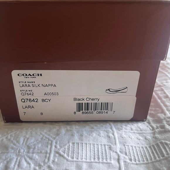 COACH Lara Nappa Leather Ballet Flat Black Cherry Size 7B - Picture 5 of 7